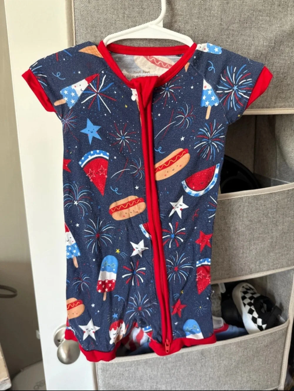 Little Sleepies Navy, Red, White Patriotic Fireworks Shortie Sleep Sack